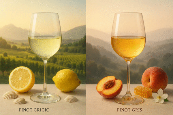 Pinot Grigio mang phong cách khô, tươi mát với hương táo xanh, chanh và lê