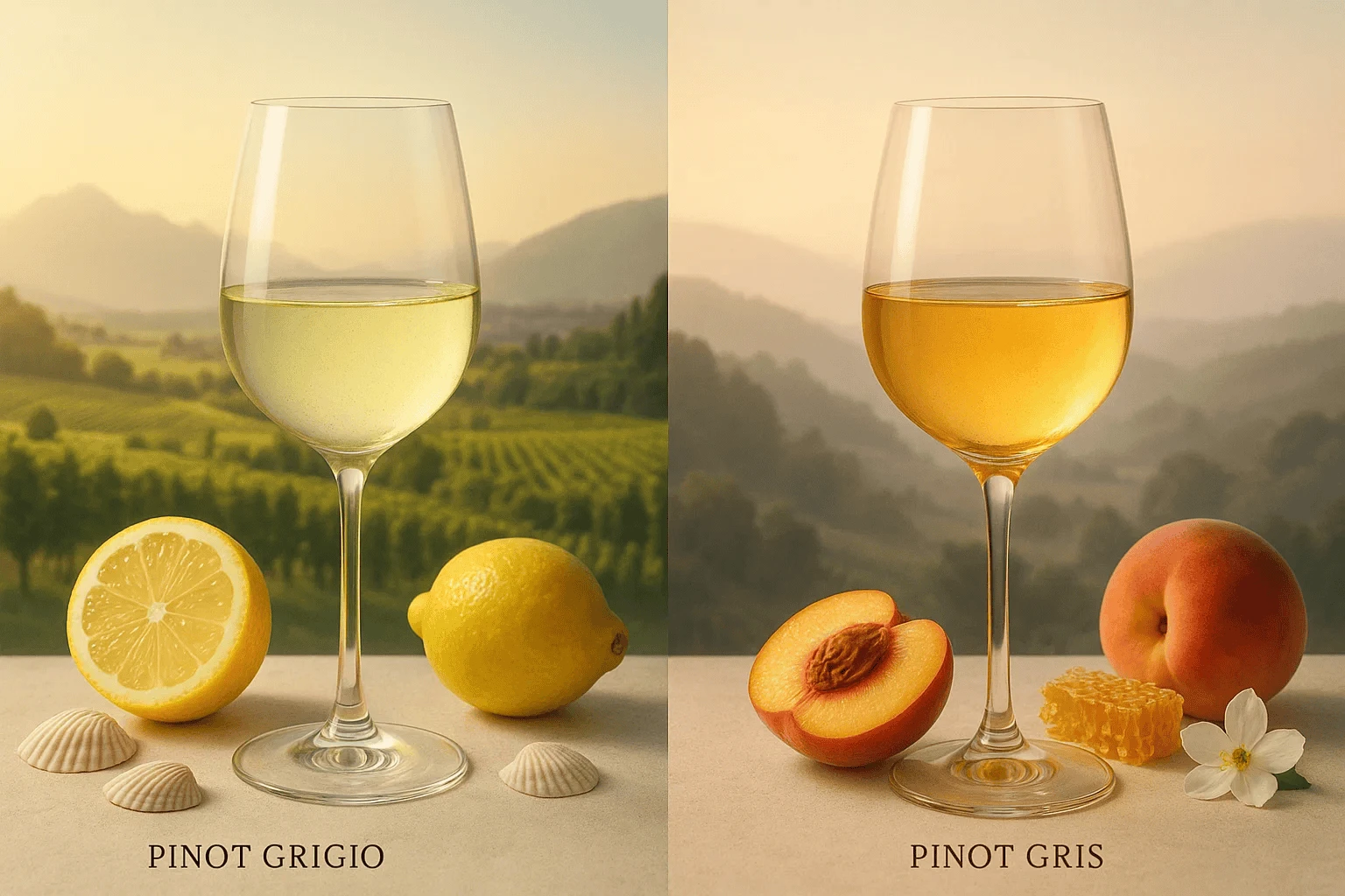 Pinot Grigio mang phong cách khô, tươi mát với hương táo xanh, chanh và lê