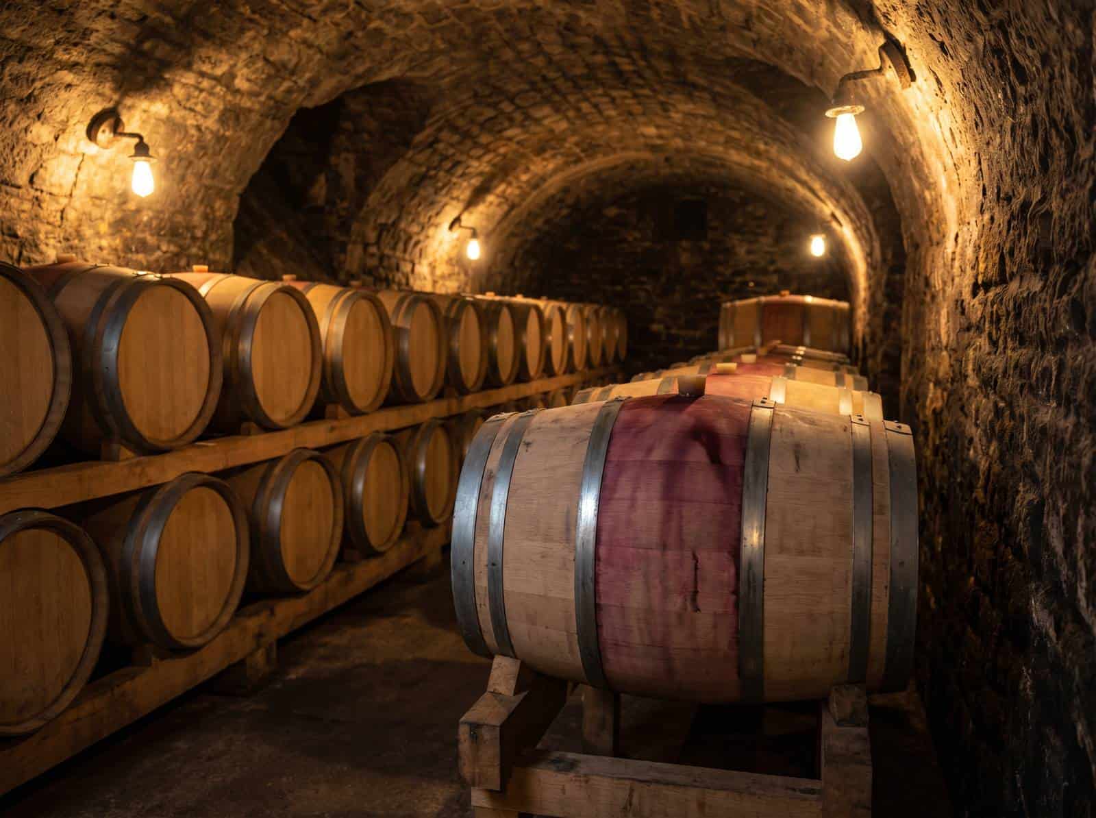 Cabernet Sauvignon wine aging French oak barrels cellar