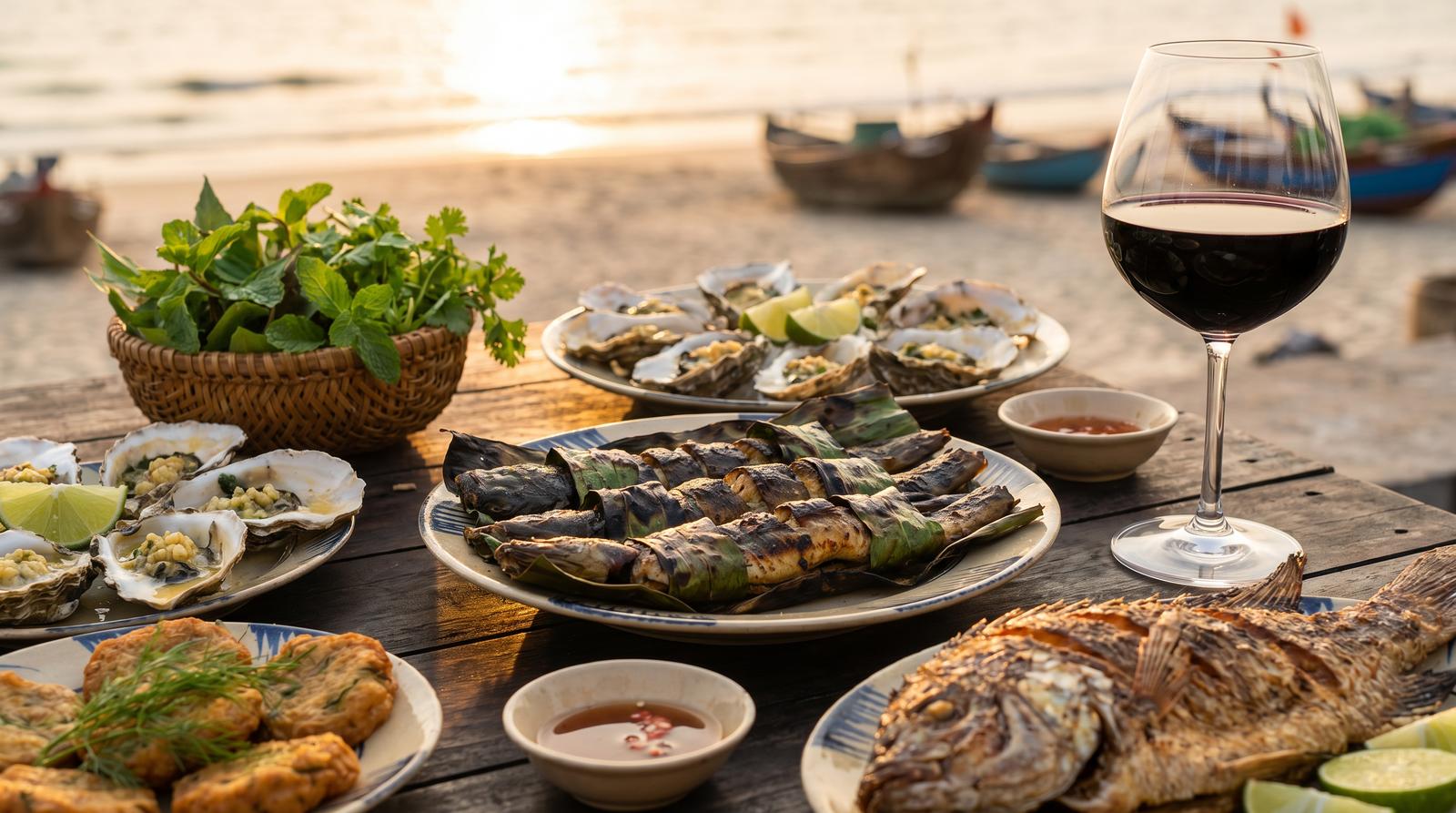 Malbec ghép cặp với hải sản Đà Nẵng lươn nướng hàu Sơn Trà