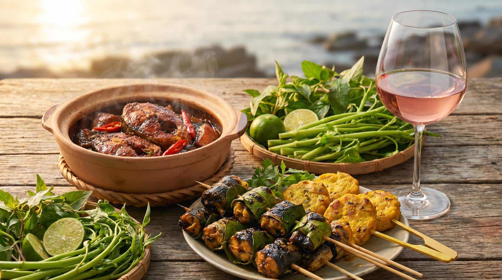 Pinot Noir wine pairing Da Nang seafood cá kho tộ lươn nướng