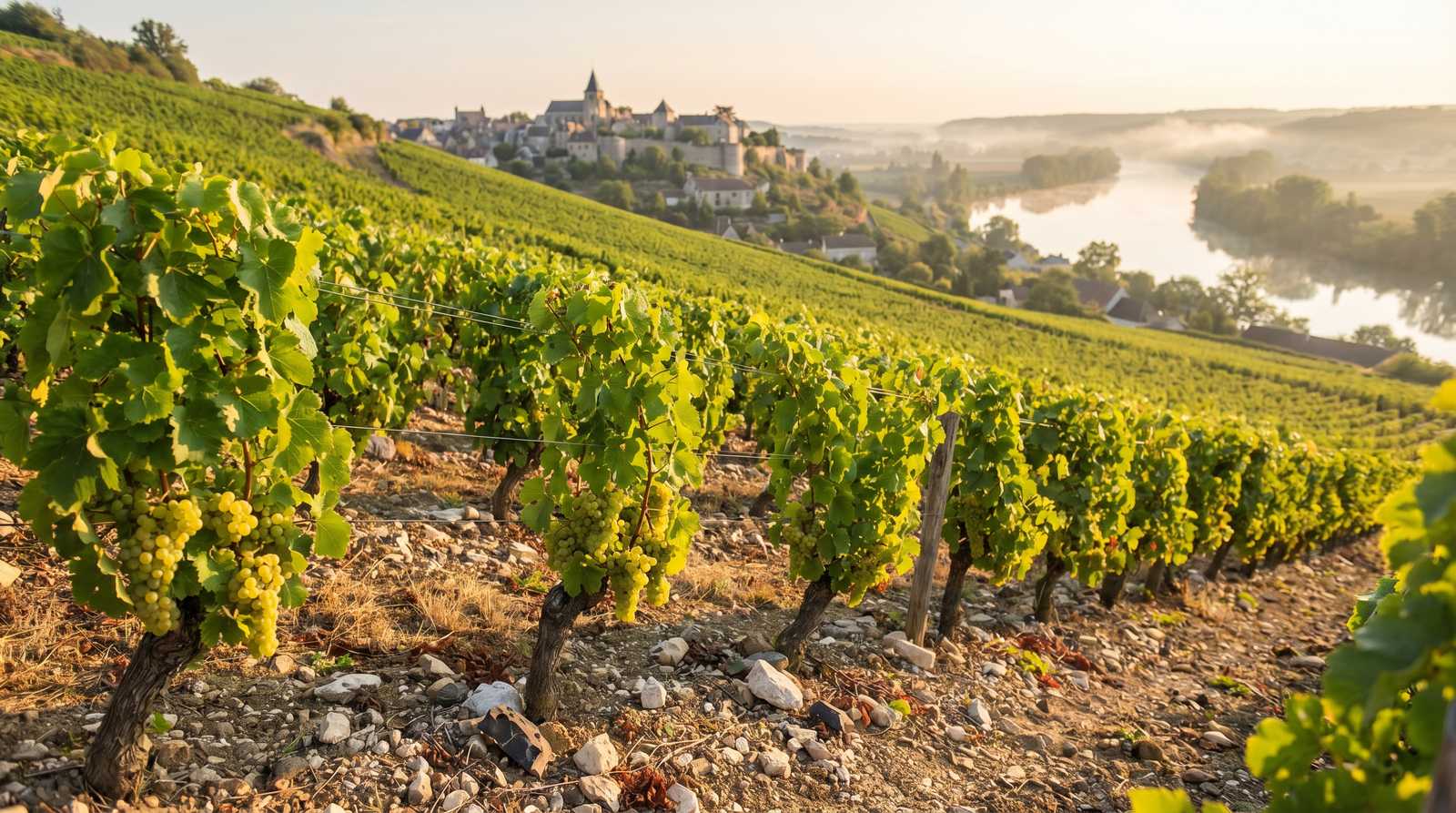 Sauvignon Blanc Loire Valley Sancerre vineyard silex flint hillside hero