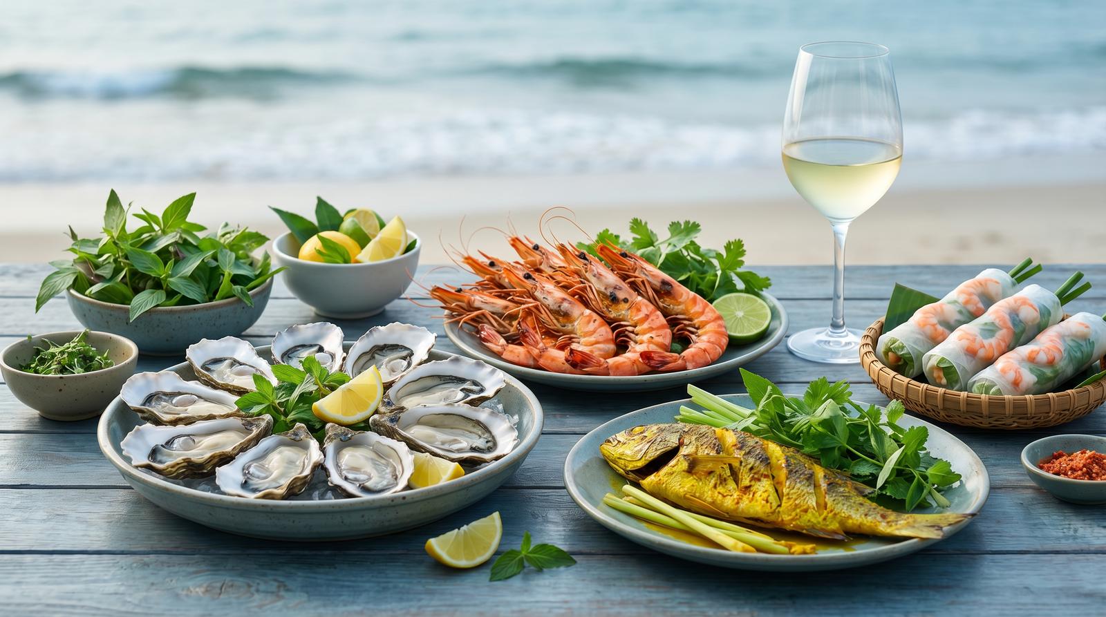Sauvignon Blanc wine pairing Da Nang seafood hau Son Tra tom song Han ca nuong My Khe