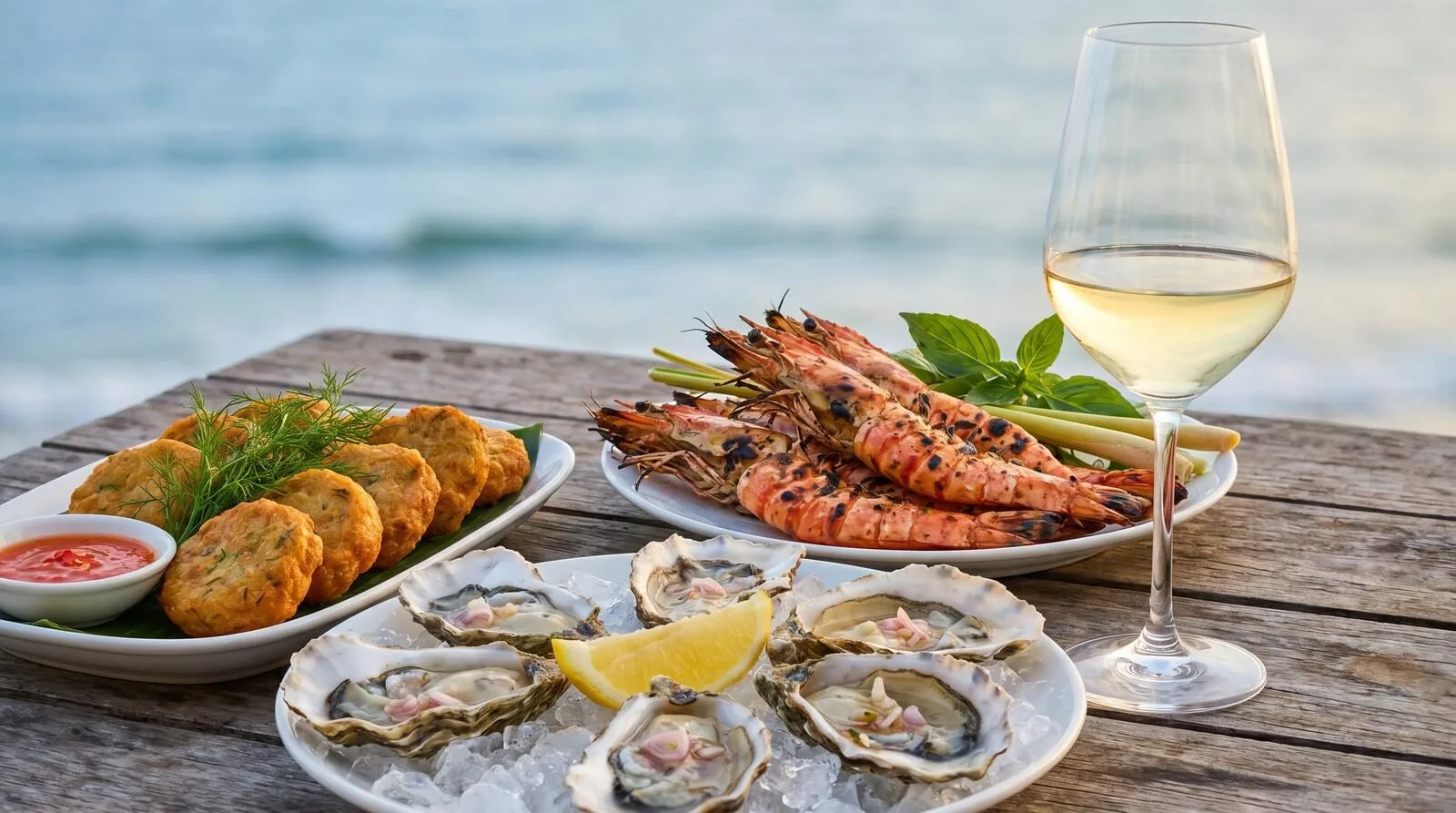 Chardonnay wine pairing Da Nang seafood hau Son Tra oyster tom Han River shrimp