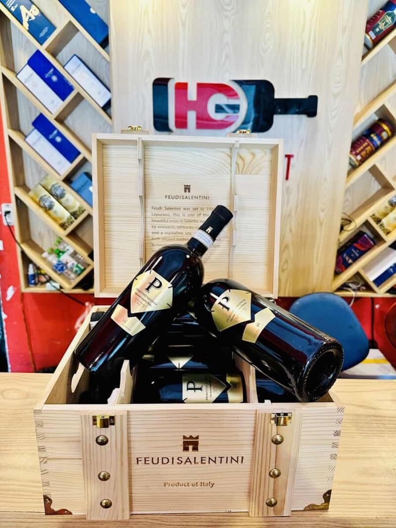 Hộp gỗ đựng rượu vang P Golden Primitivo Salento