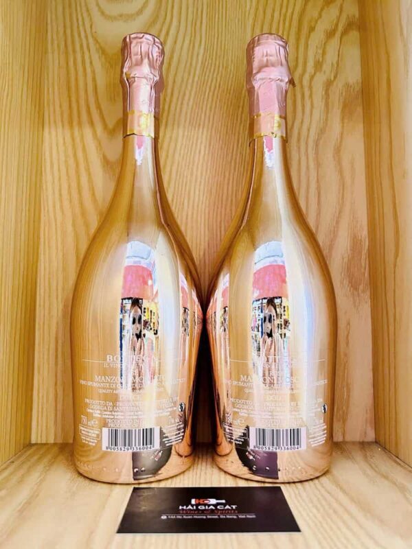 Mặt sau chai rượu Sparkling Bottega Petalo Manzoni Moscato Rose