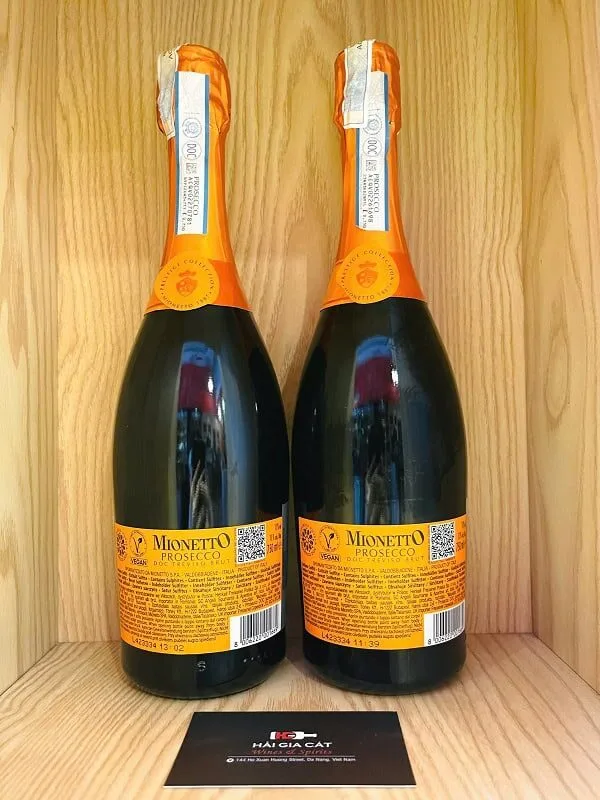 Mặt sau chai rượu Sparkling Mionetto Prosecco DOC Treviso Brut
