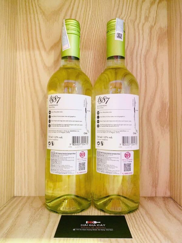 Mặt sau chai rượu vang 1887 Sauvignon Blanc