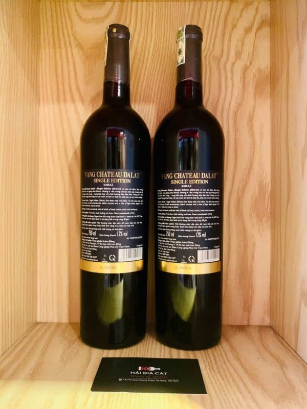 Mặt sau chai rượu vang Chateau Dalat Single Edition Shiraz
