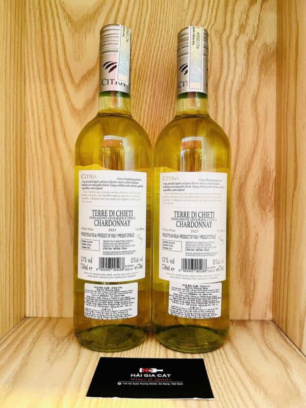 Mặt sau chai rượu Vang Citra Chardonnay Terre Di Chieti