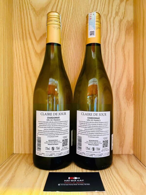 Mặt sau chai rượu vang Claire De Jour Chardonnay