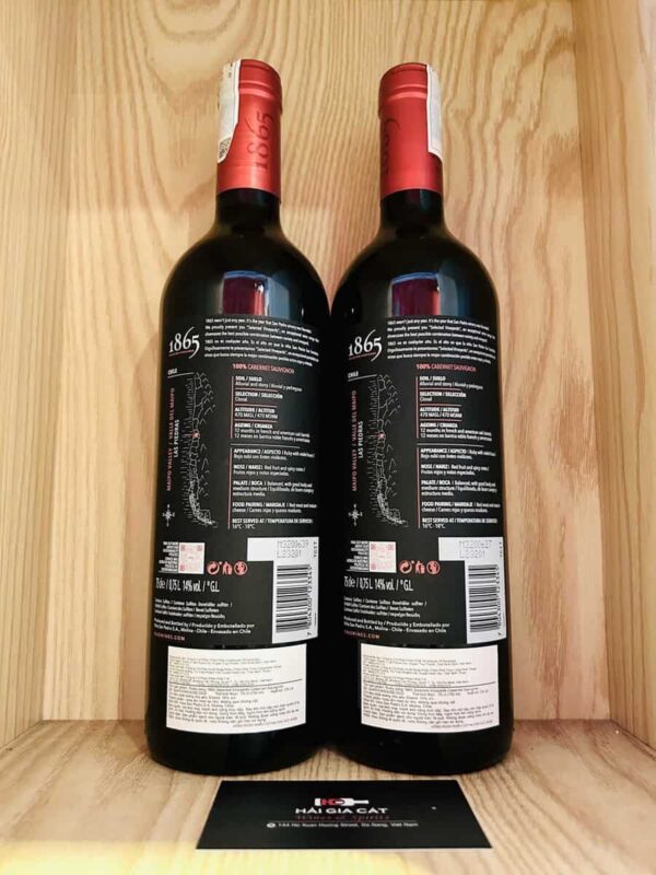 Mặt sau chai rượu vang 1865 Selected Vineyards Las Piedras Cabernet Sauvignon 2021