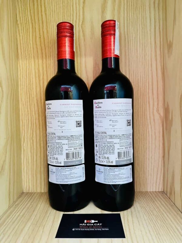 Mặt sau chai rượu vang Casillero del Diablo Reserva Cabernet Sauvignon 2021