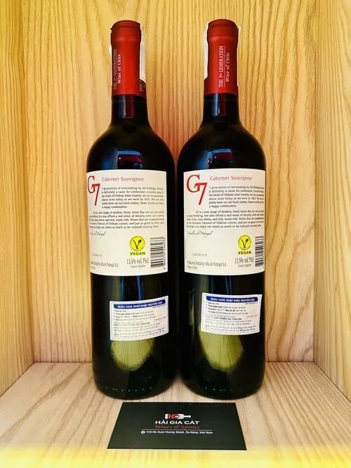 Mặt sau chai rượu vang đỏ G7 Cabernet Sauvignon