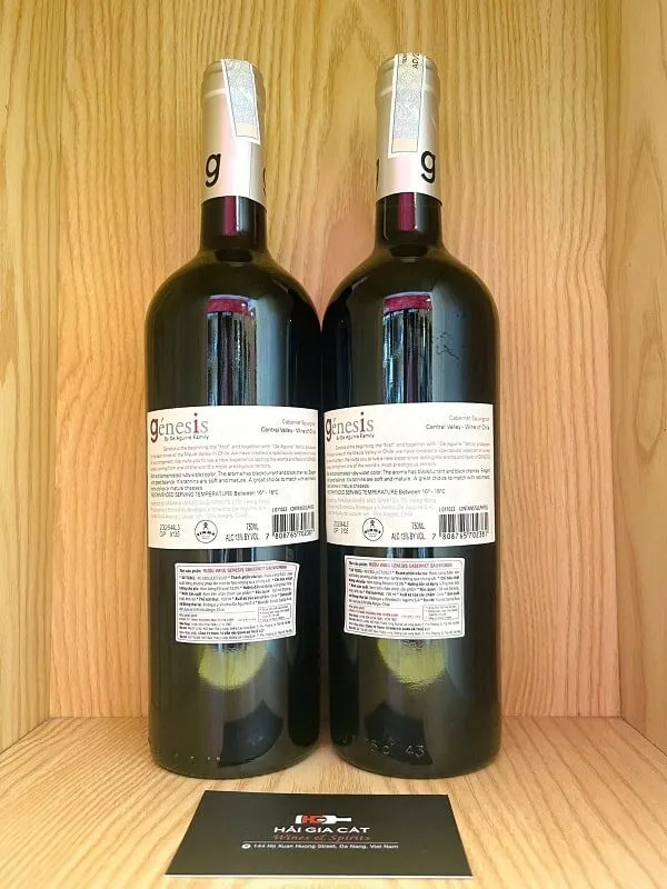 Mặt sau chai rượu vang đỏ Génesis Cabernet Sauvignon 2022