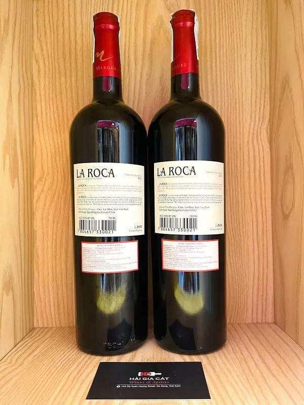 Mặt sau chai rượu vang đỏ La Roca Cabernet Sauvignon 2023