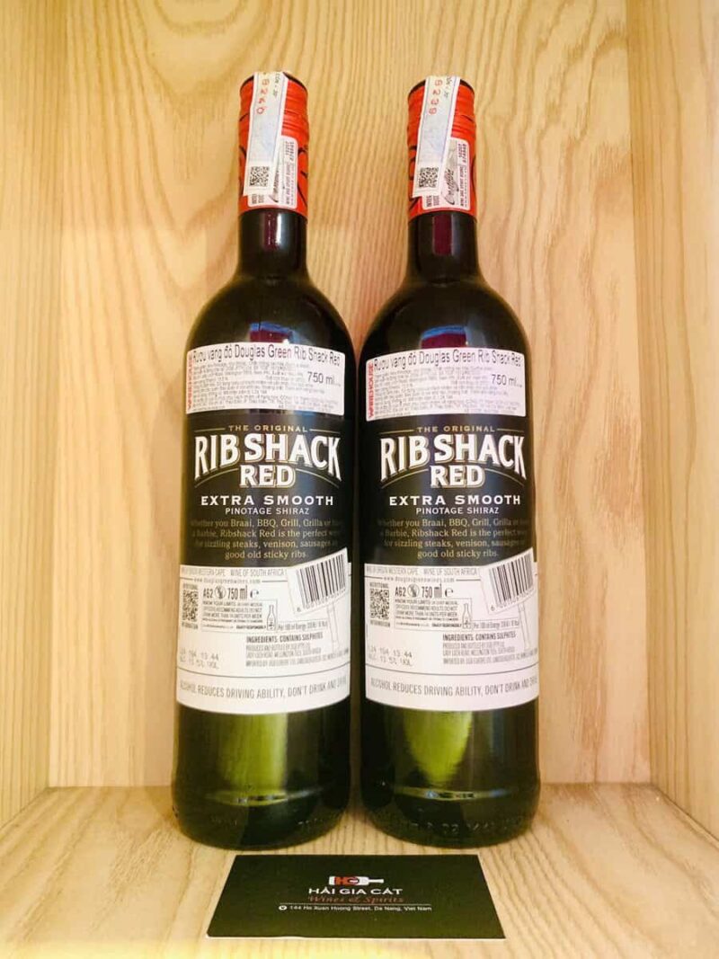 Mặt sau chai rượu vang Rib Shack Red