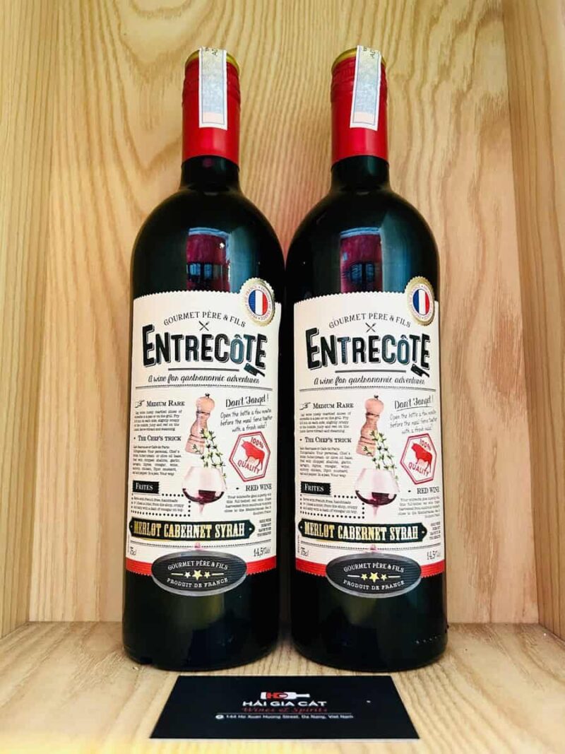 Chai rượu vang Entrecote Merlot Cabernet Syrah