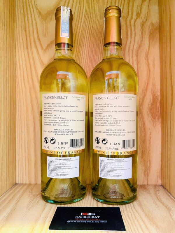 Mặt sau chai rượu vang Francis Gillot Sauvignon Blanc