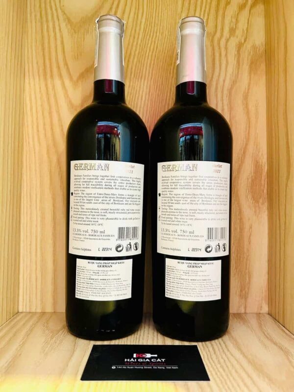 Mặt sau chai rượu vang German Merlot