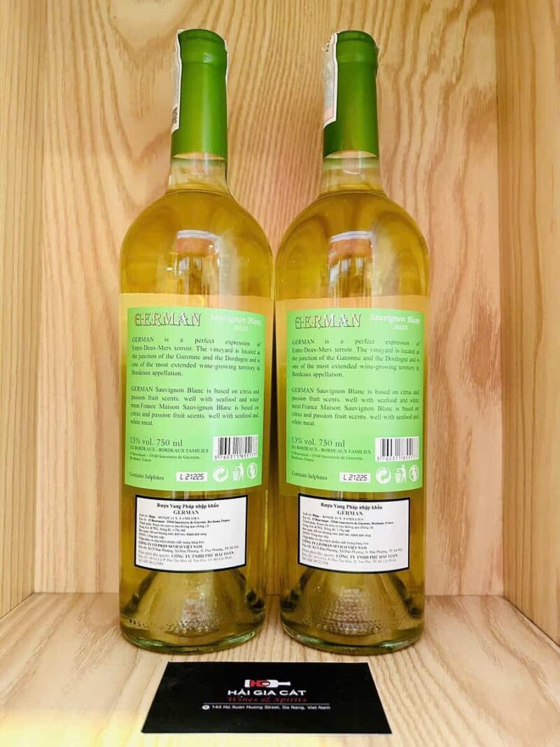 Mặt sau chai rượu vang German Sauvignon Blanc