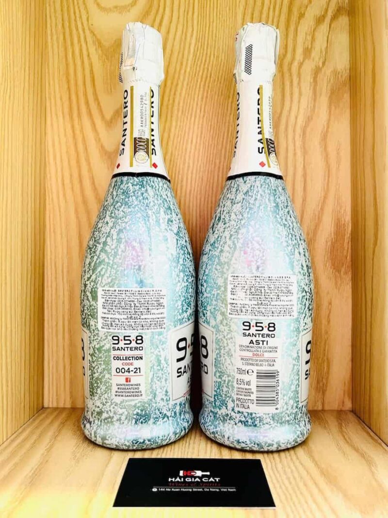 Mặt sau chai rượu vang nổ 958 Santero Asti DOCG