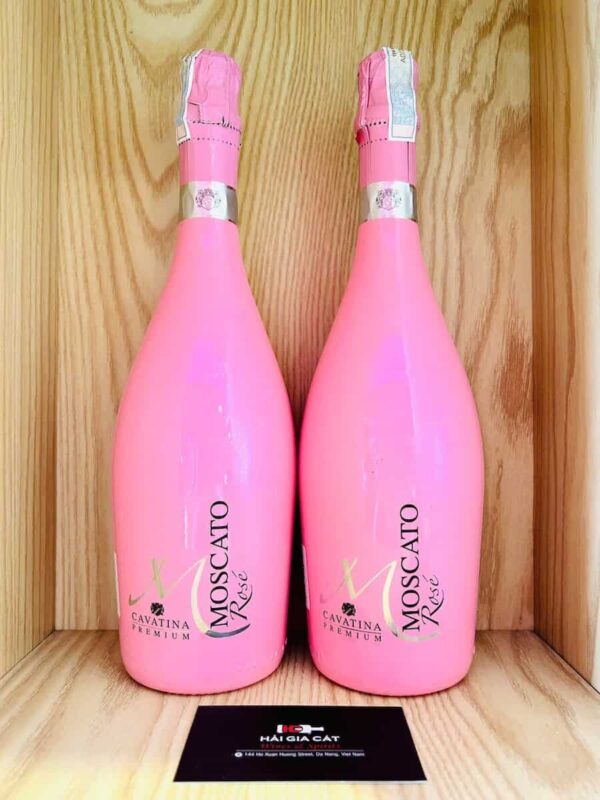 Chai rượu vang nổ Cavatina Premium Moscato Rosé Dolce