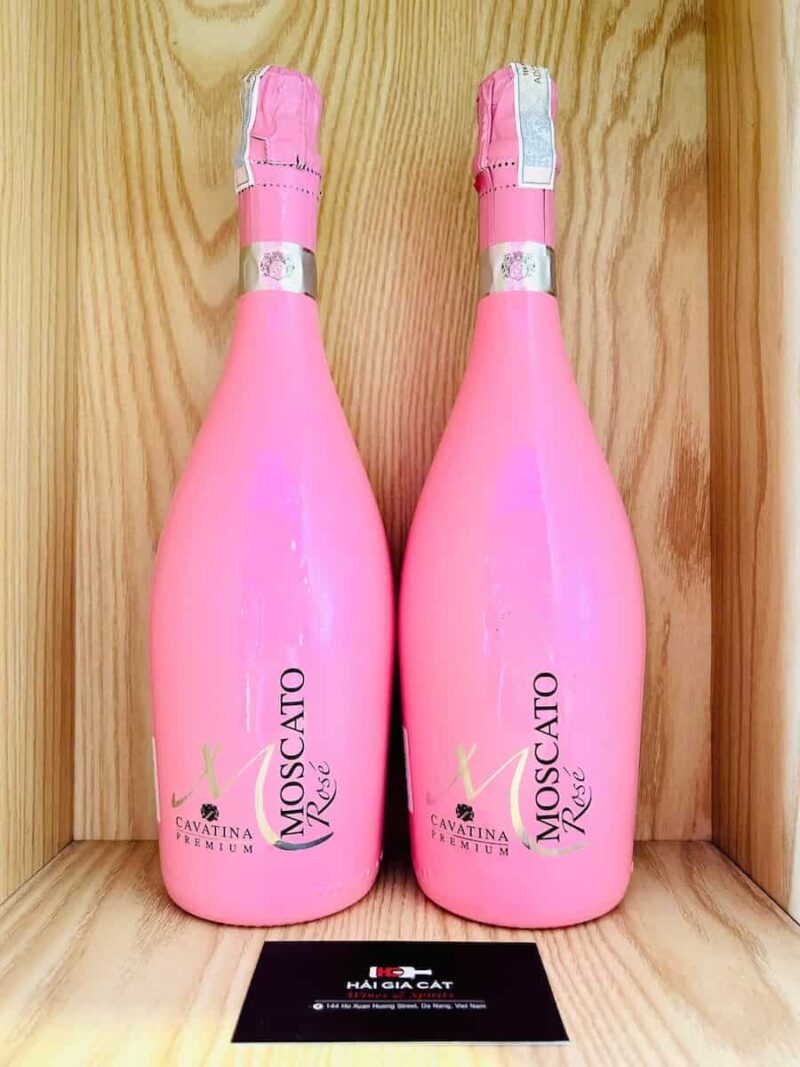 Chai rượu vang nổ Cavatina Premium Moscato Rosé Dolce