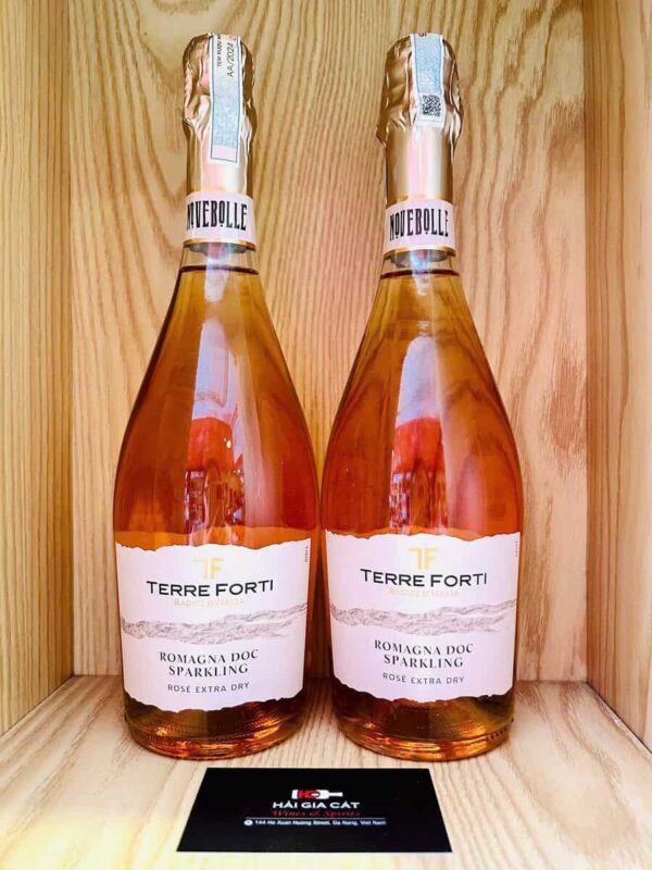 Chai rượu vang nổ Terre Forti Novebolle Romagna DOC Sparkling Rose Extra Dry