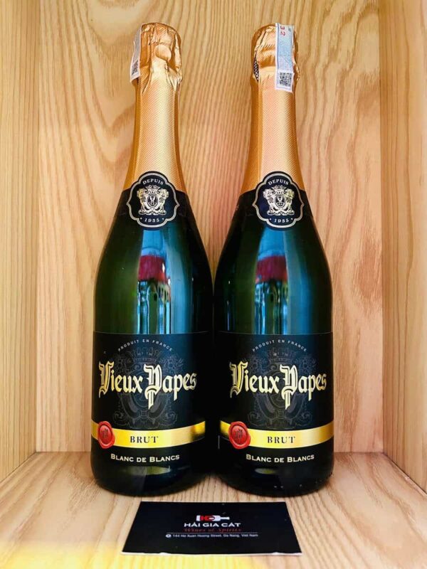 Chai rượu vang nổ Vieux Papes Blanc de Blancs Brut