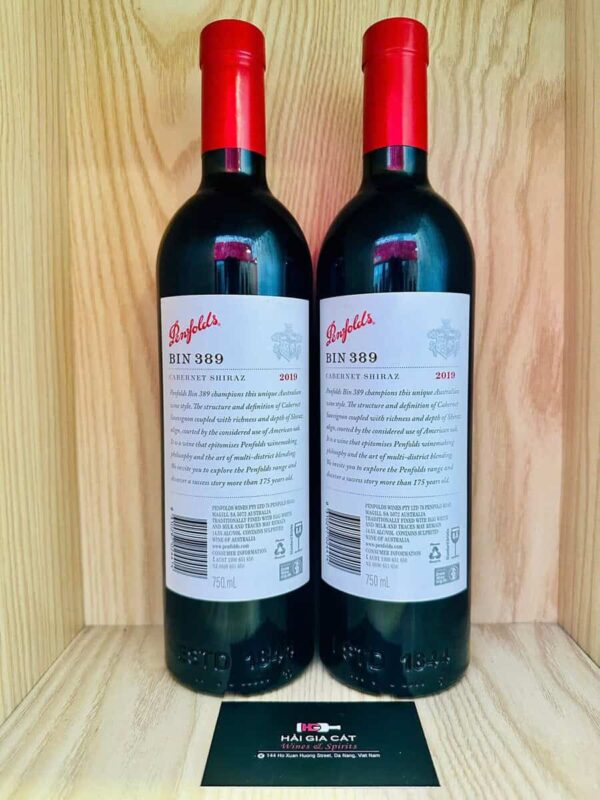 Mặt sau chai rượu vang Penfolds Bin 389 Cabernet Shiraz