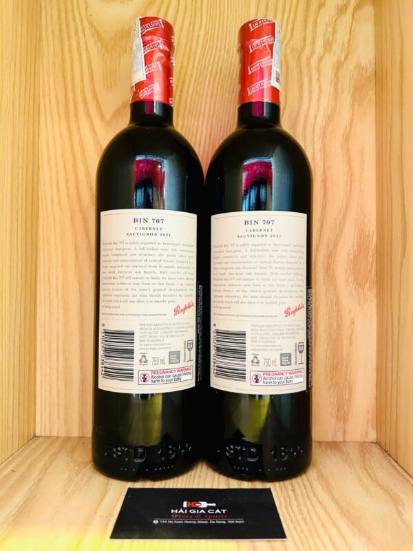 Mặt sau chai rượu vang Penfolds Bin 707 Cabernet Sauvignon