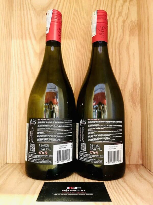 Mặt sau chai rượu vang trắng 1865 Las Gaviotas Sauvignon Blanc 2023