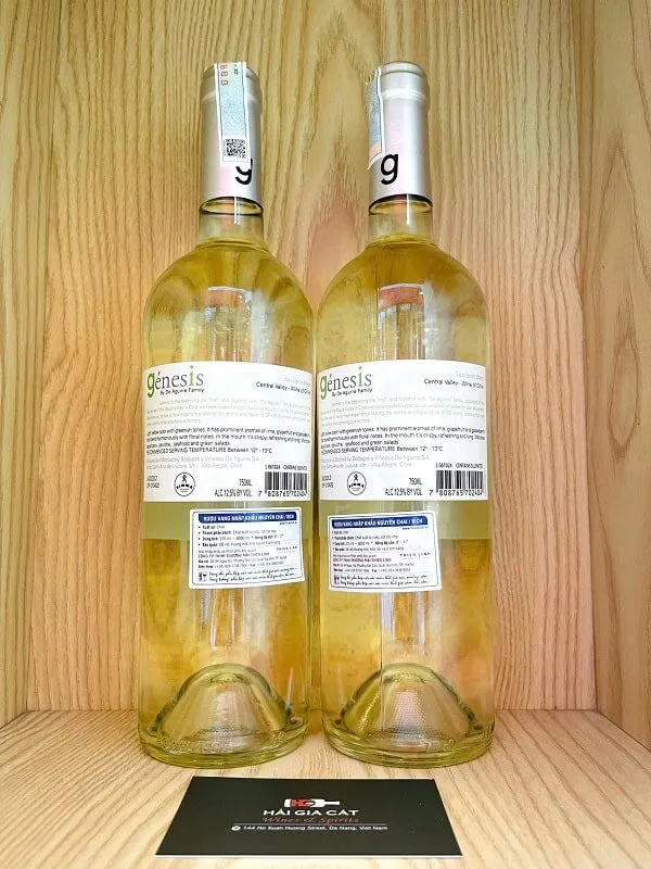 Mặt sau chai rượu vang trắng Génesis Sauvignon Blanc 2024