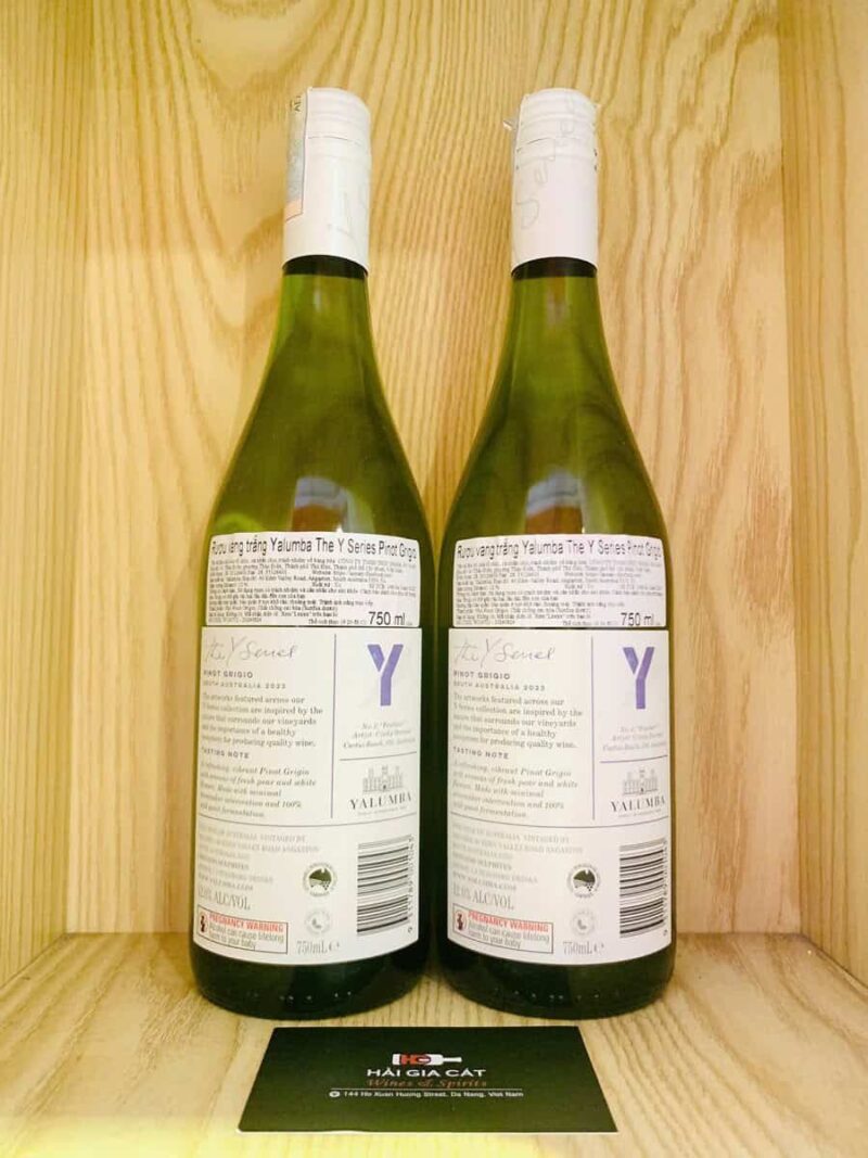 Mặt sau chai rượu vang Yalumba Y Series Pinot Grigio