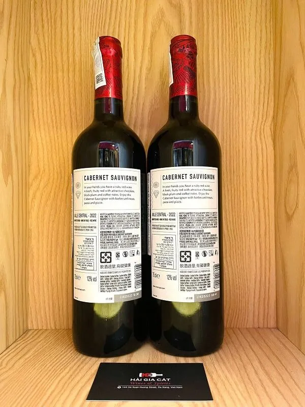 Mặt sau chai rượu vang Vina Maipo Mi Pueblo Cabernet Sauvignon