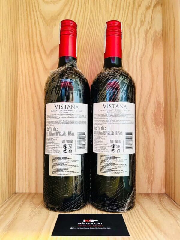 Mặt sau chai rượu vang Vistana Cabernet Sauvignon Merlot