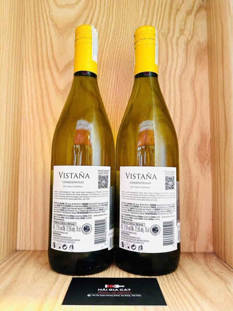 Mặt sau chai rượu vang Vistana Chardonnay