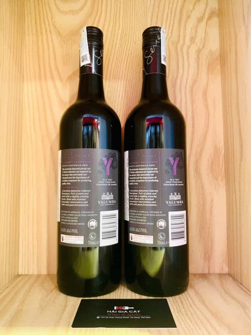 Mặt sau chai yalumba Y Series Cabernet Sauvignon 2021